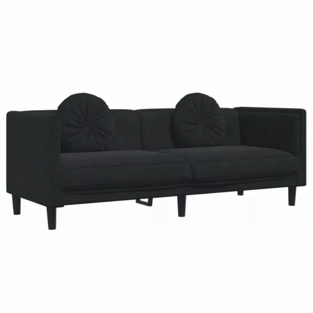 vidaXL Sofa Sofa mit Kissen 3-Sitzer Schwarz Samt günstig online kaufen