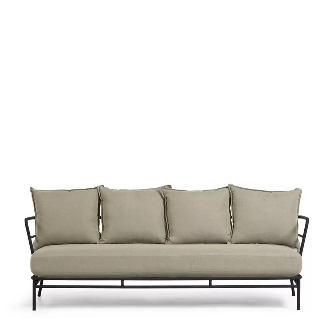 Sofa mit Metallgestell für überdachte Terrasse Beige und Schwarz günstig online kaufen