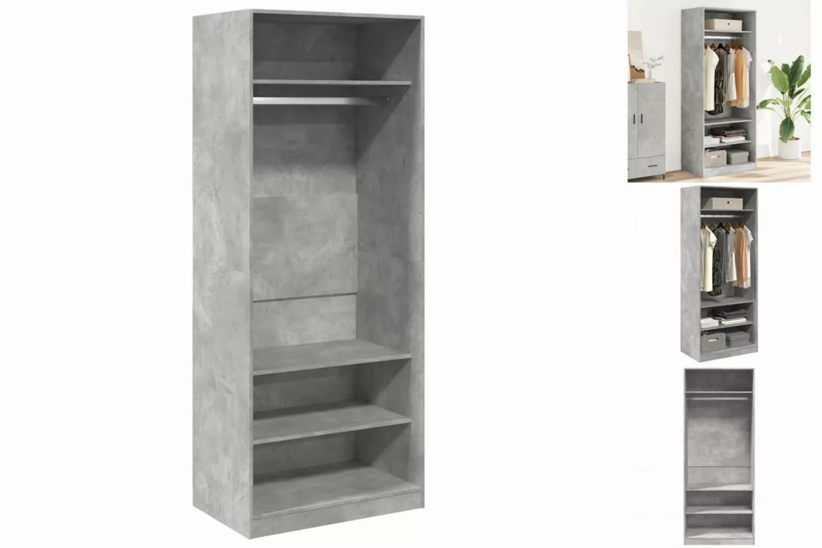 vidaXL Kleiderschrank Kleiderschrank Betongrau 80x50x200 cm Holzwerkstoff günstig online kaufen