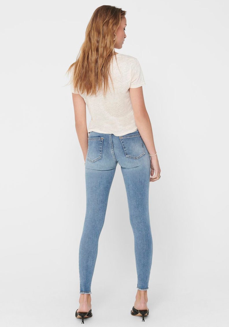 Only Damen Jeans onlBLUSH MID SK ANK RAW JEANS REA333 - Skinny Fit - Blau - günstig online kaufen