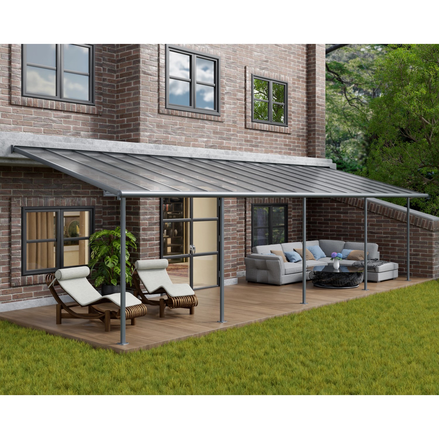 Palram - Canopia Terrassenüberdachung Sierra 971 cm x 295 cm Grau günstig online kaufen