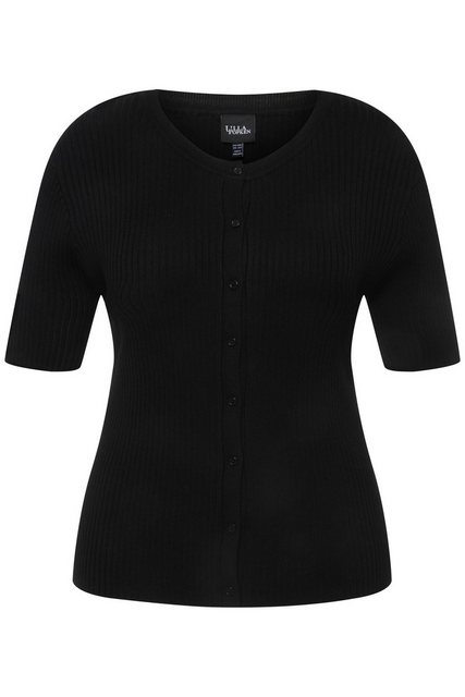 Ulla Popken Strickjacke Strickshirt Zierknöpfe Slim Rundhals Halbarm günstig online kaufen