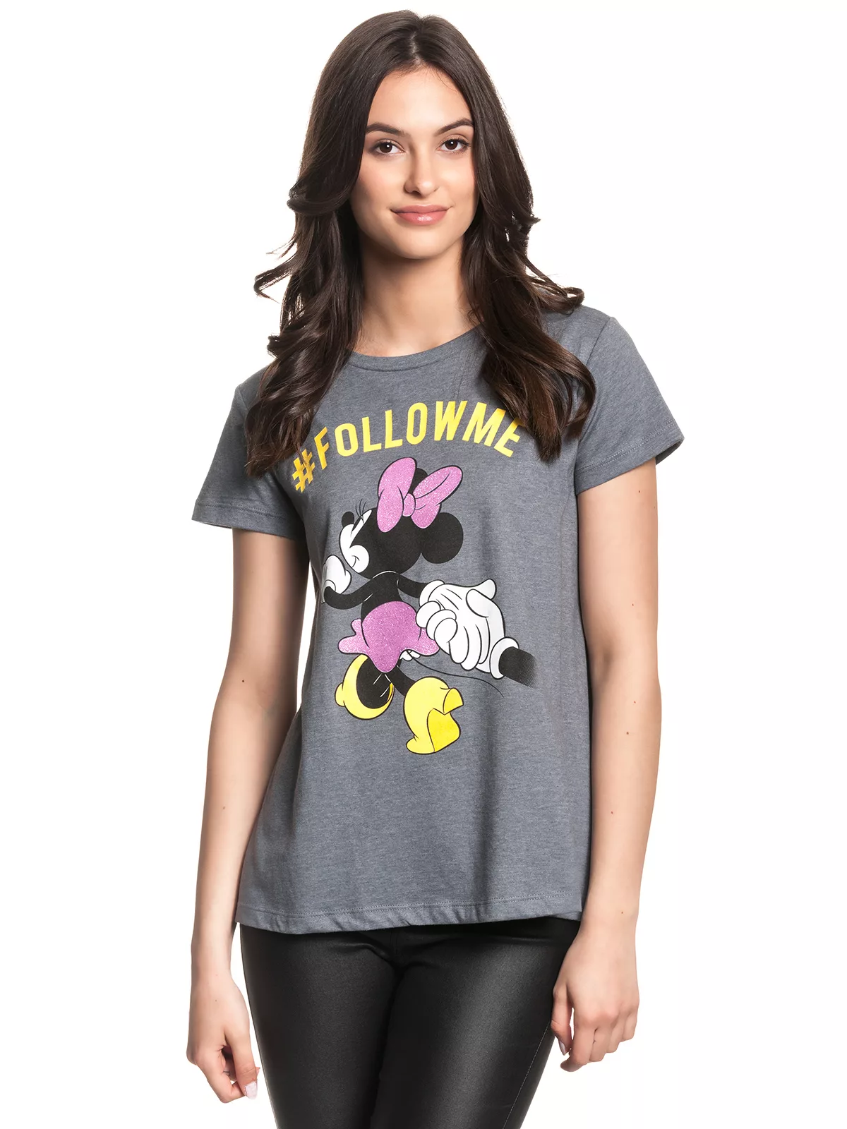 Disney Mickey Mouse Follow Me Damen T-Shirt dunkelgrau günstig online kaufen