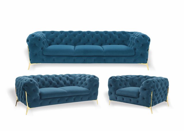 Xlmoebel Sofa Hochwertiges Chesterfield Sofa-Set aus Samt mit 3-Sitzer und günstig online kaufen