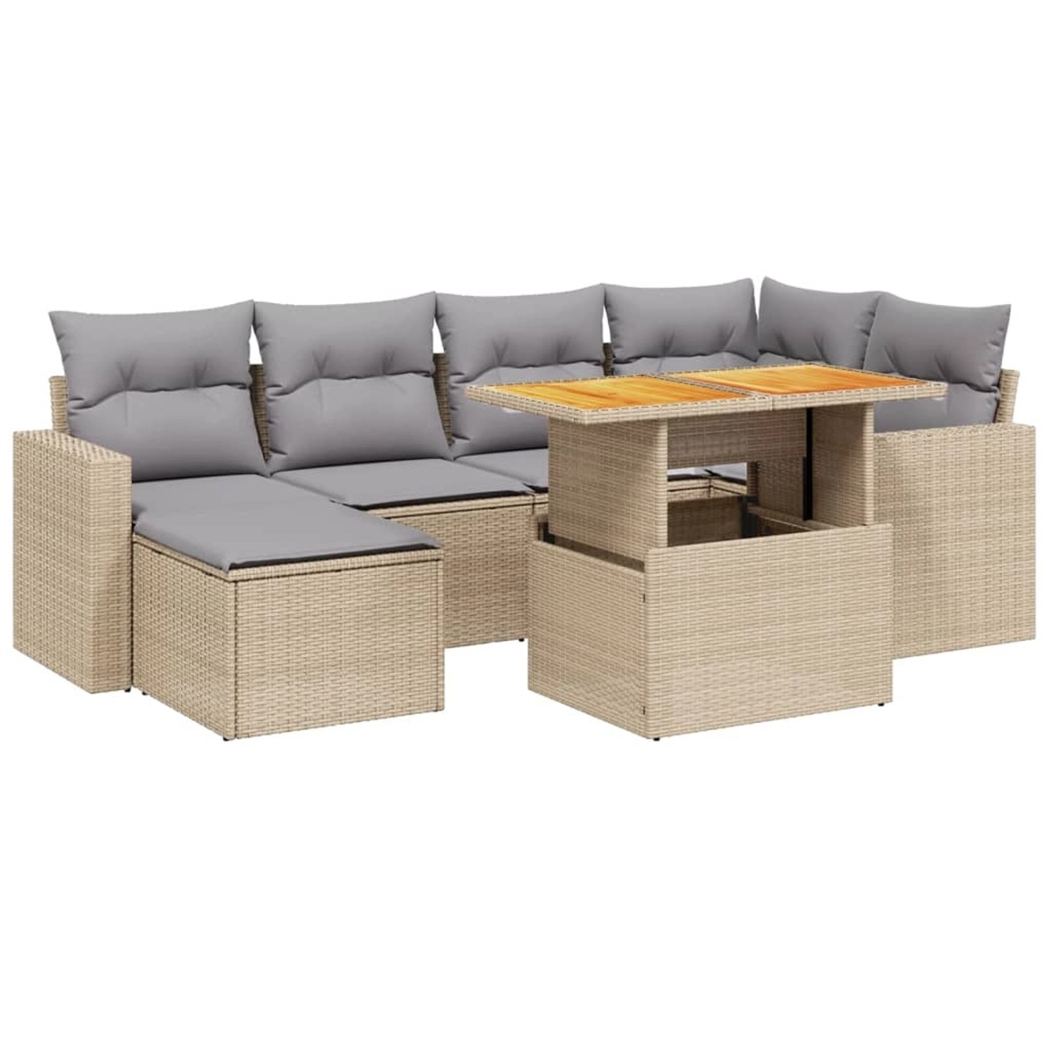 vidaXL 11-Tlg Garten-Sofagarnitur mit Kissen Grau Poly Rattan 3274593 günstig online kaufen