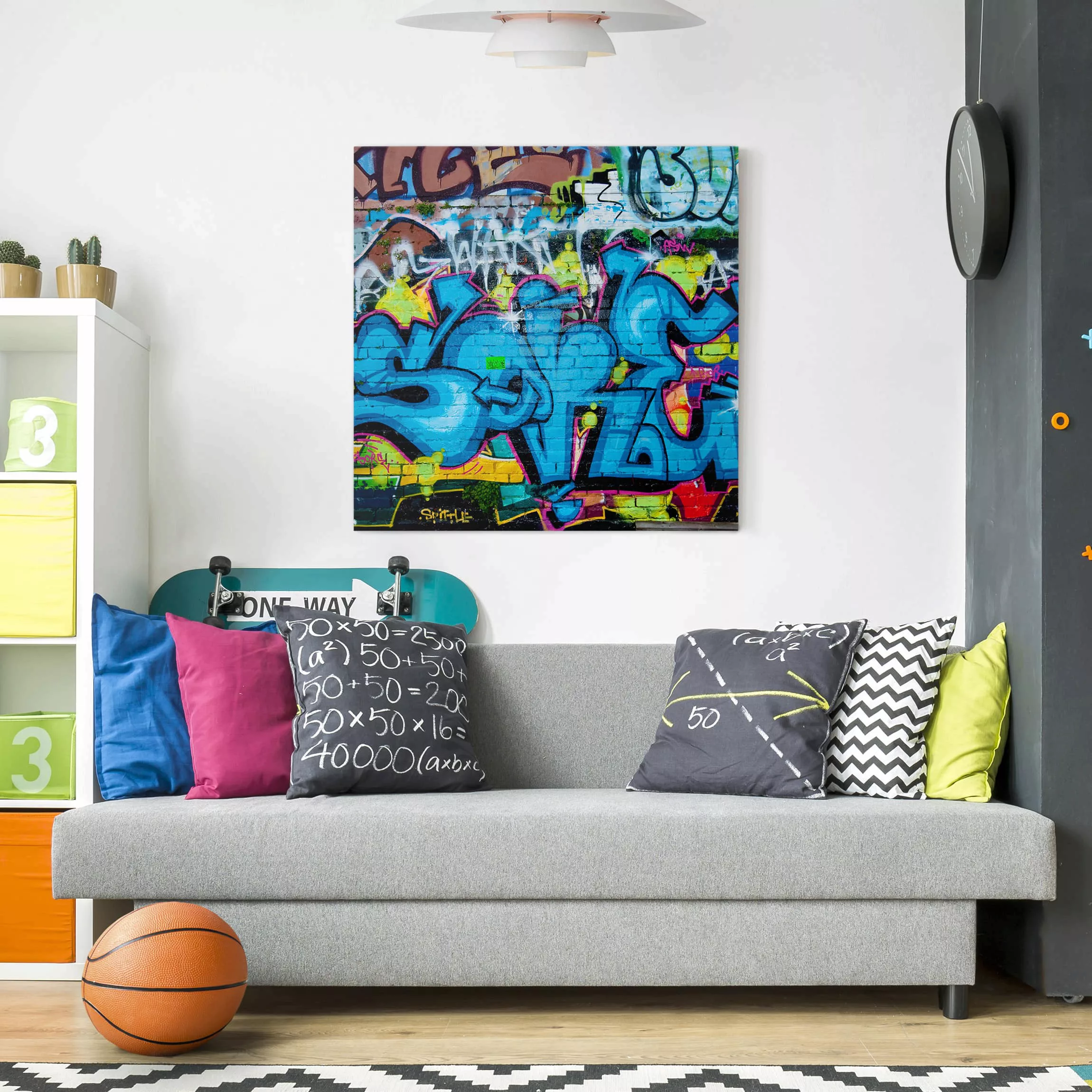 Leinwandbild Kinderzimmer - Quadrat Colours of Graffiti günstig online kaufen