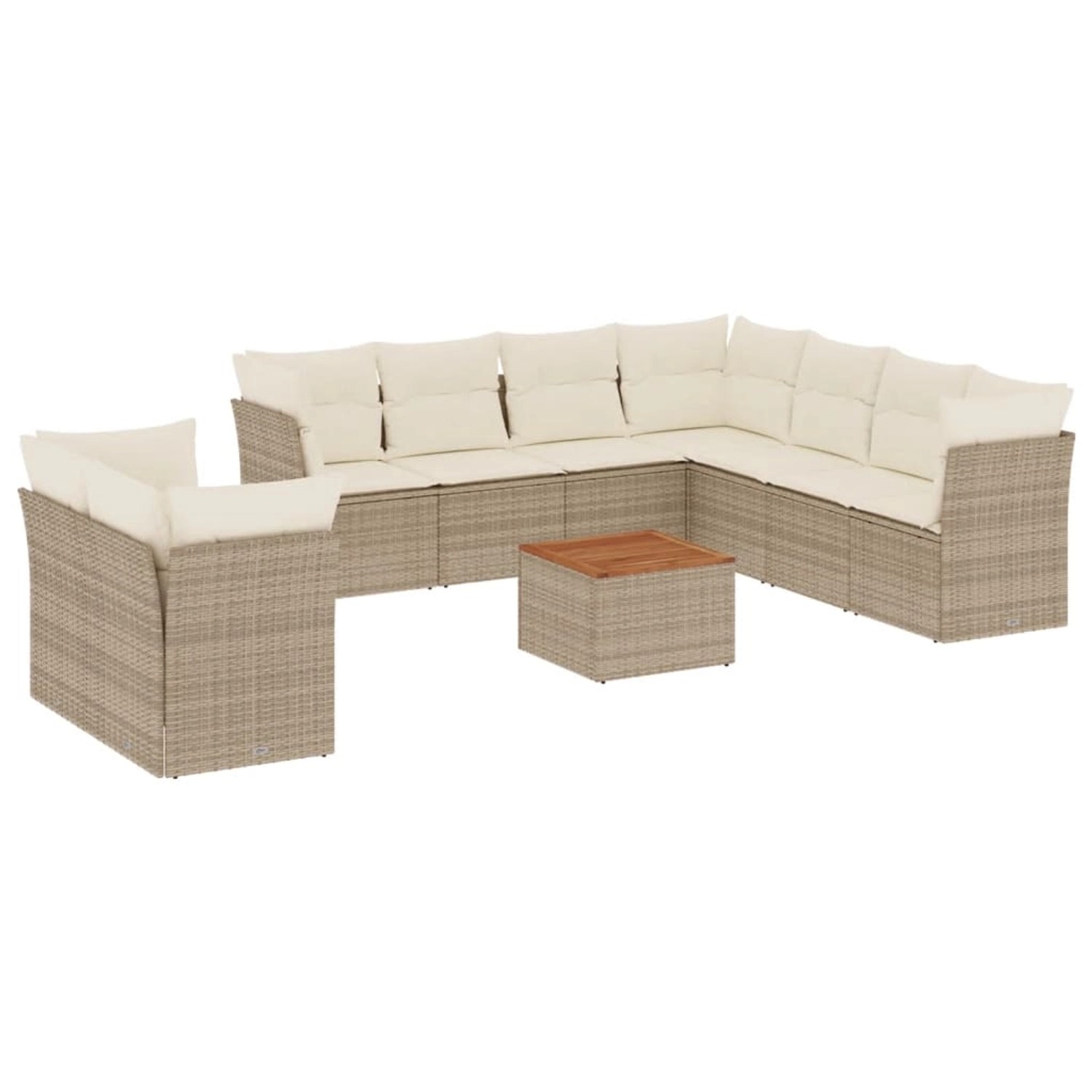 vidaXL 10-Tlg Garten-Sofagarnitur mit Kissen Beige Poly Rattan 3223713 günstig online kaufen