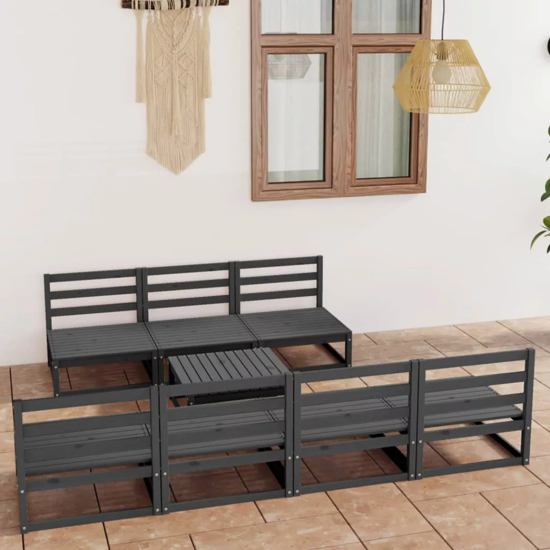 8-tlg. Garten-lounge-set Grau Kiefer Massivholz günstig online kaufen