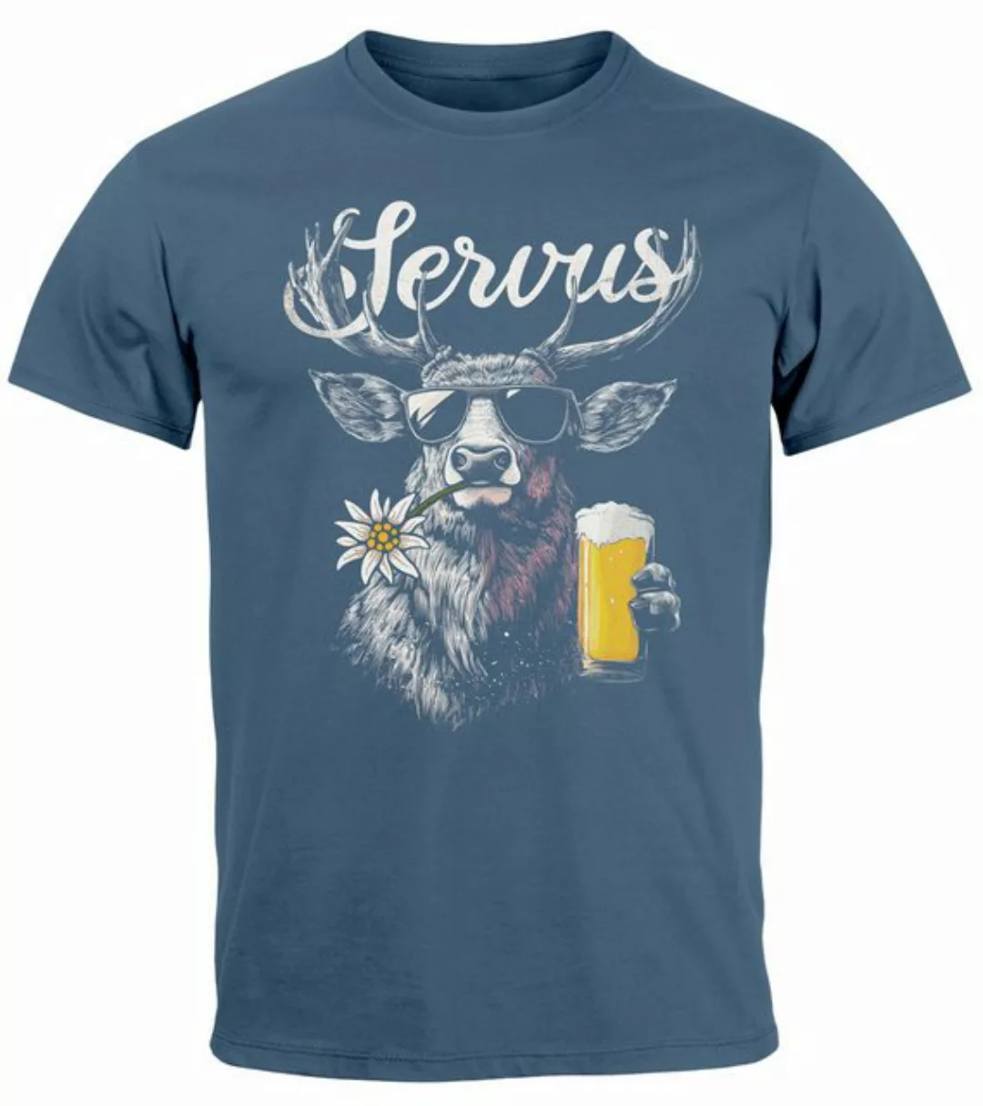 Neverless Print-Shirt Herren T-Shirt Hirsch Tracht Modern Lustig Volksfest günstig online kaufen