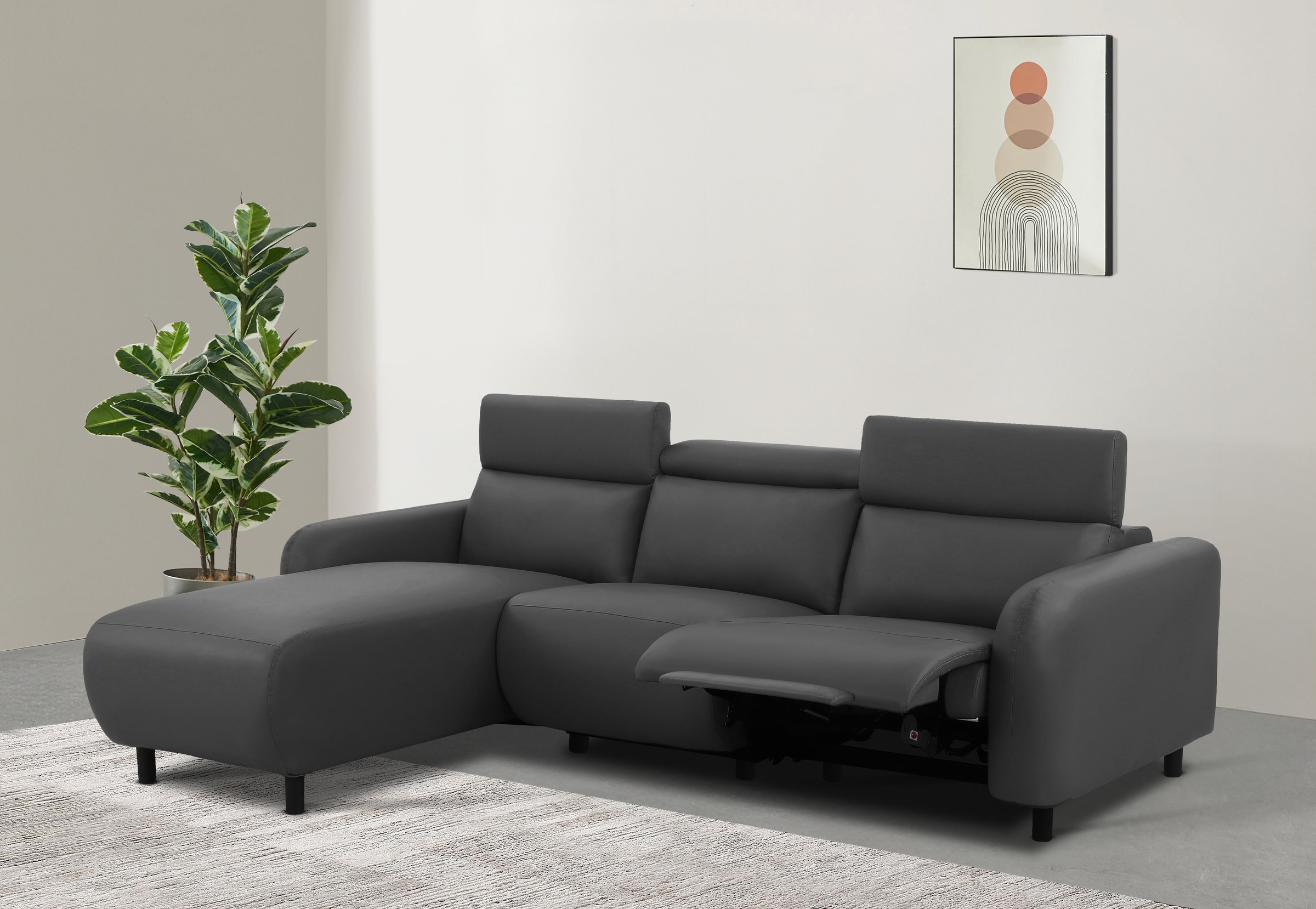 Home affaire Ecksofa "SKAANE Lederoptik, L-Form, 274 cm, manuelle u. elektr günstig online kaufen