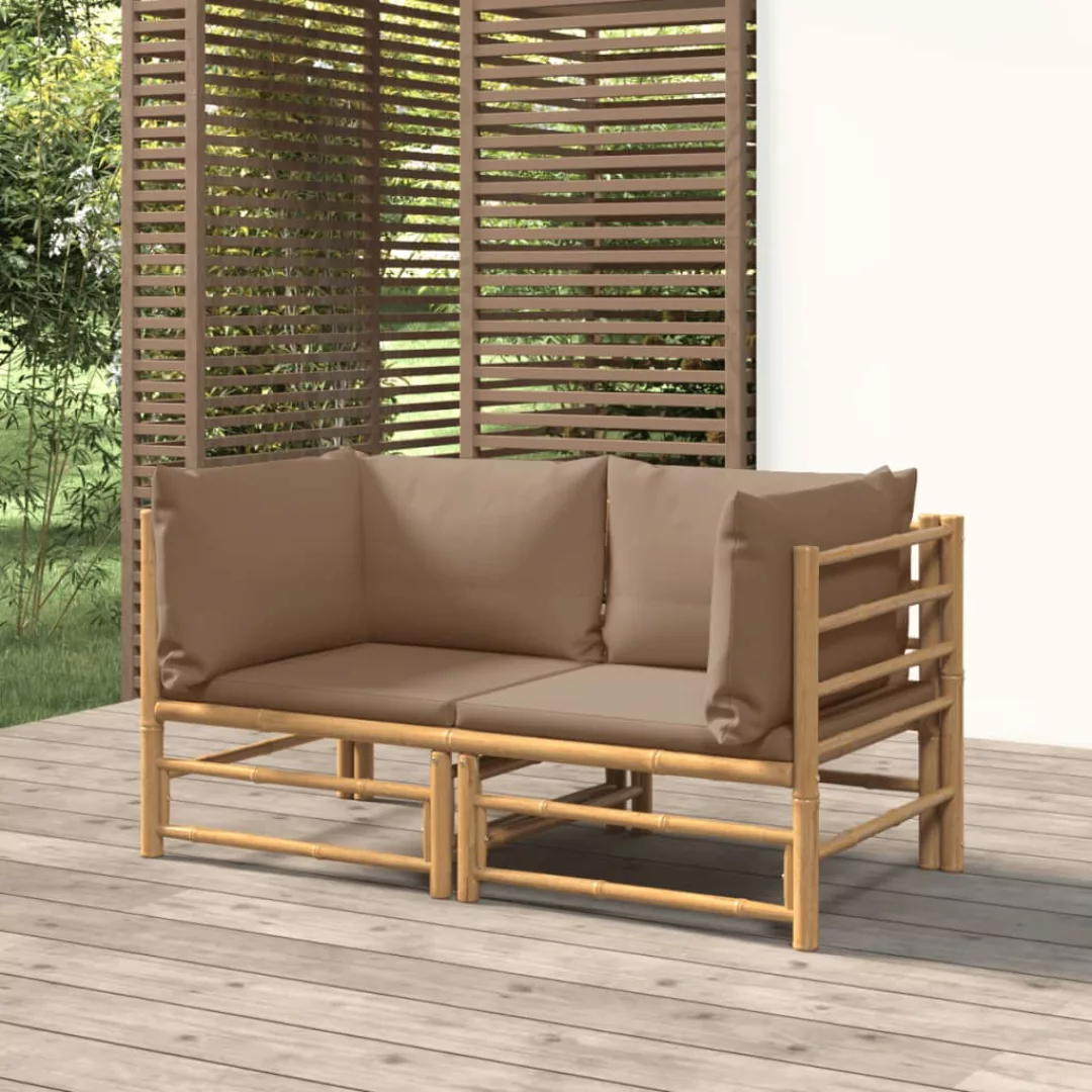 Vidaxl Garten-ecksofas Mit Taupe Kissen 2 Stk. Bambus günstig online kaufen