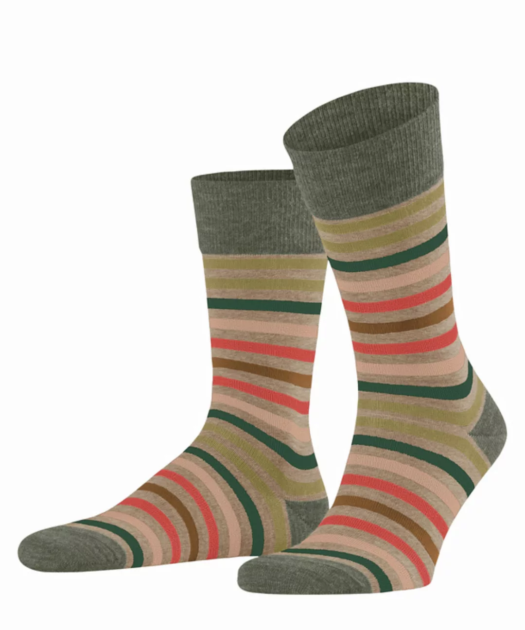 FALKE Tinted Stripe Herren Socken, 47-50, Beige, Streifen, Schurwolle, 1327 günstig online kaufen