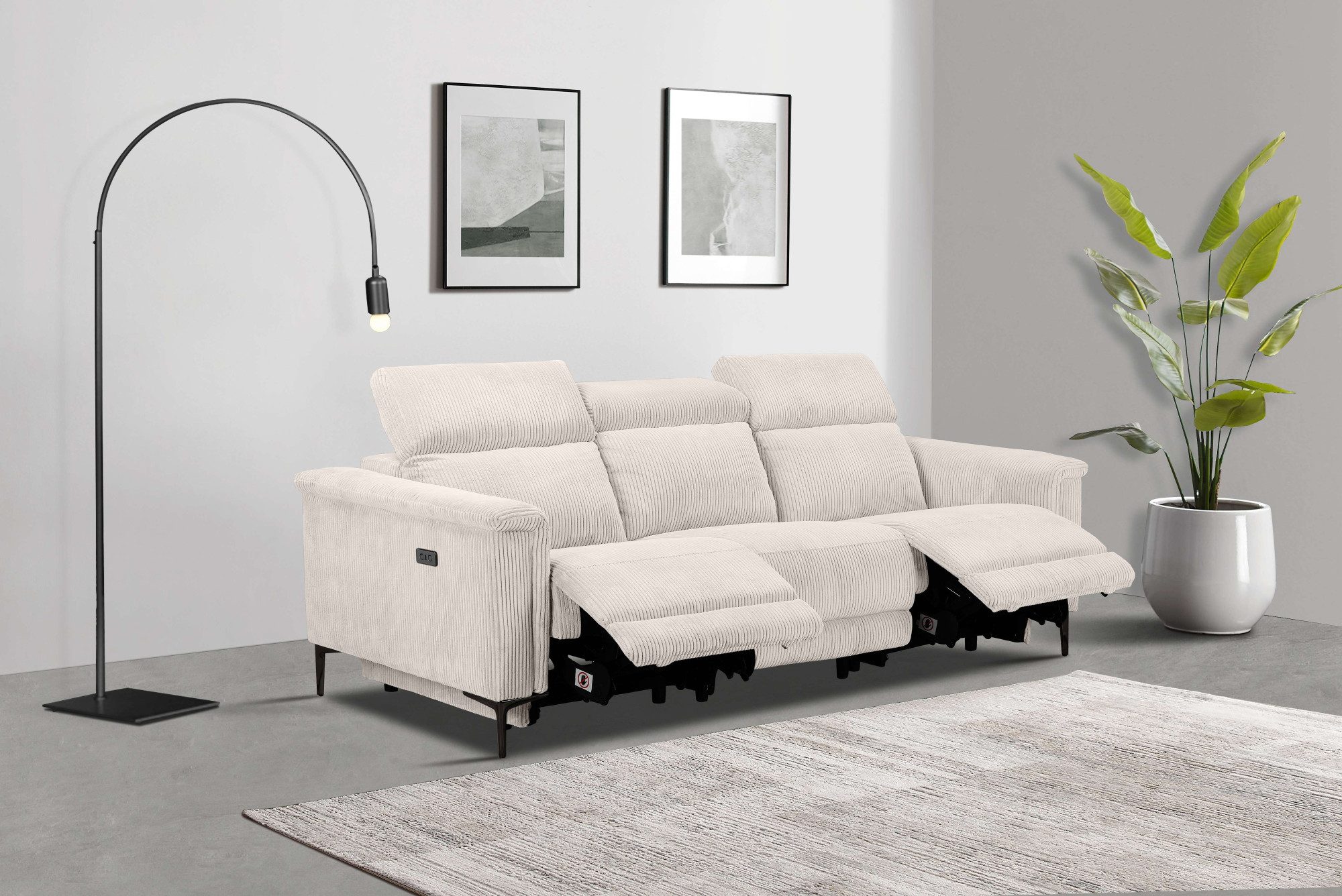 Home affaire 3-Sitzer "Lund Cord, mit manueller o. elektrischer Relaxfunkti günstig online kaufen