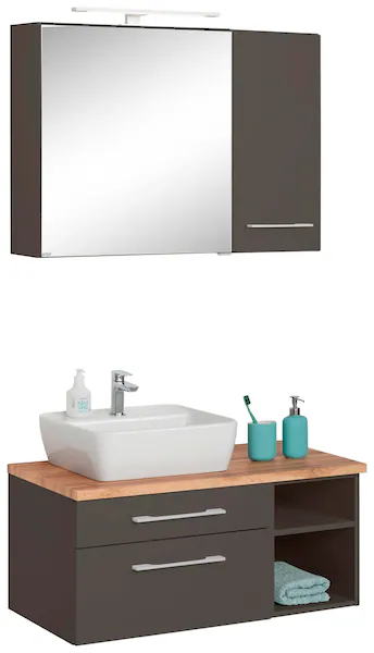 welltime Badmöbel-Set "Davos", (3 St.), Spiegelschrank mit extra Regal günstig online kaufen