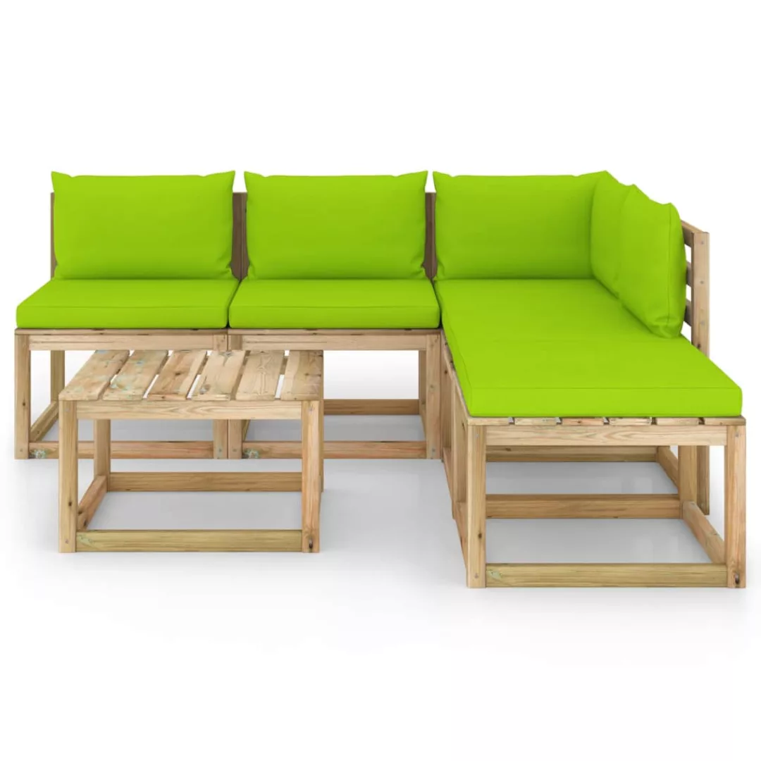 6-tlg. Garten-lounge-set Mit Hellgrünen Kissen günstig online kaufen