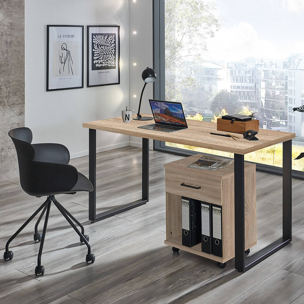 Büromöbel Set 2-teilig HILLSTON-43 mit 159cm Schreibtisch in Eiche günstig online kaufen