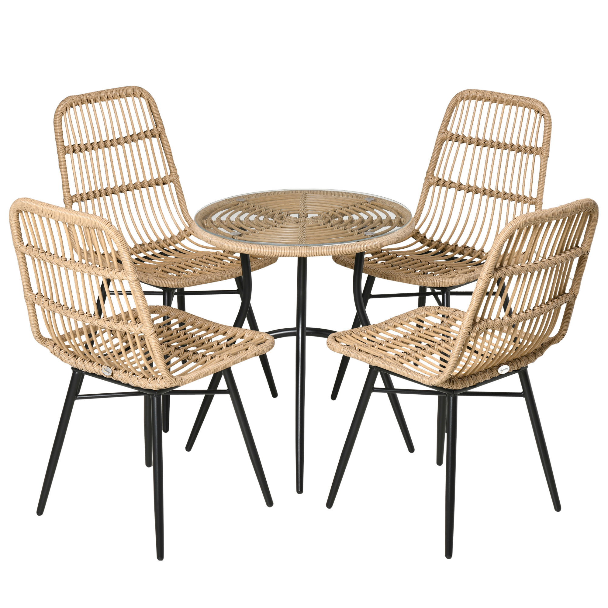 Polyrattan Gartenmöbel Set Essgruppe mit Esstisch & 4 Stühlen, inkl. Beiste günstig online kaufen