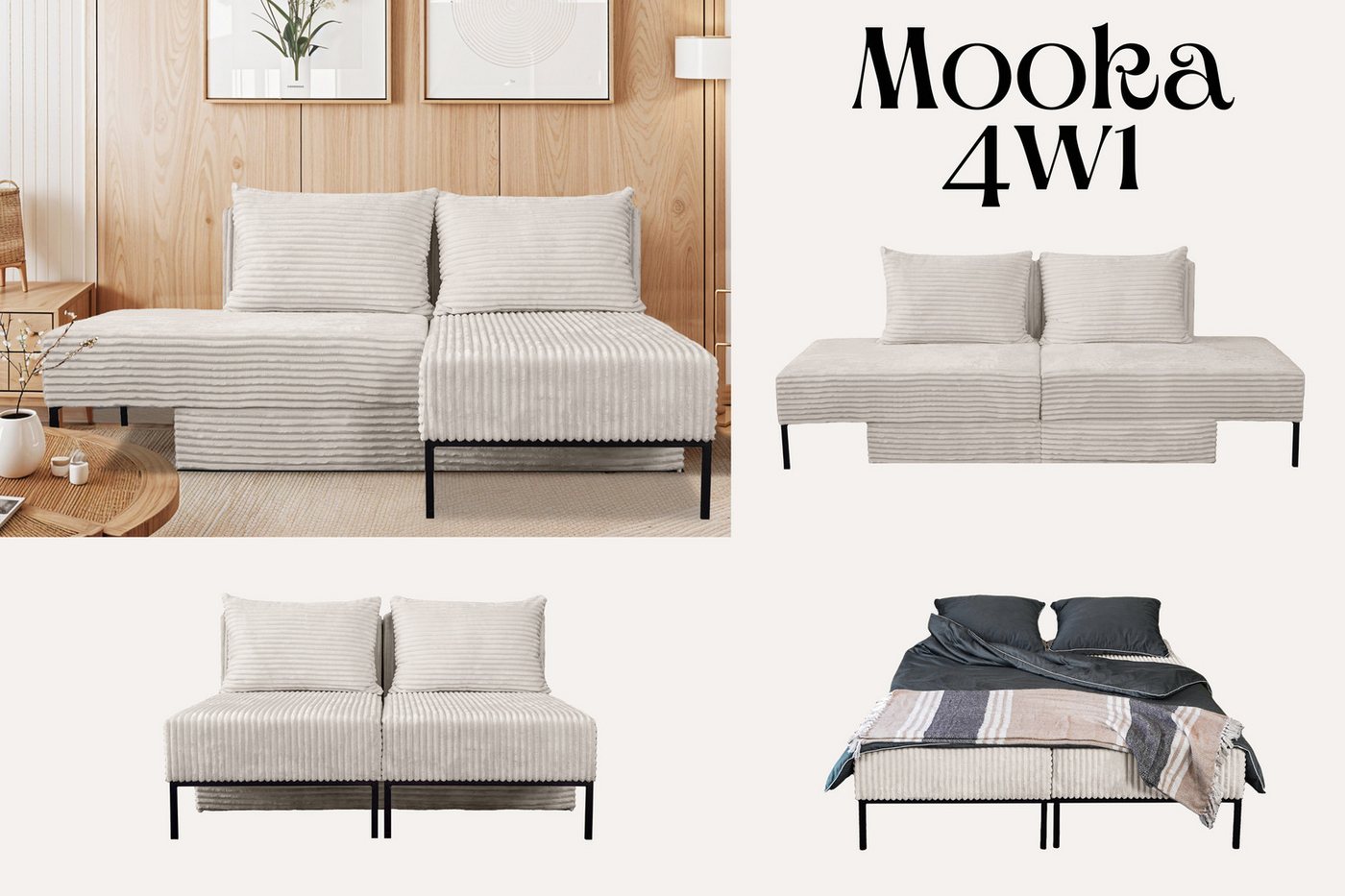 Kaiser Möbel Ecksofa Sofa, Betten, Liegestuhl, MOOKA 4in1-Multifunktions-Sy günstig online kaufen