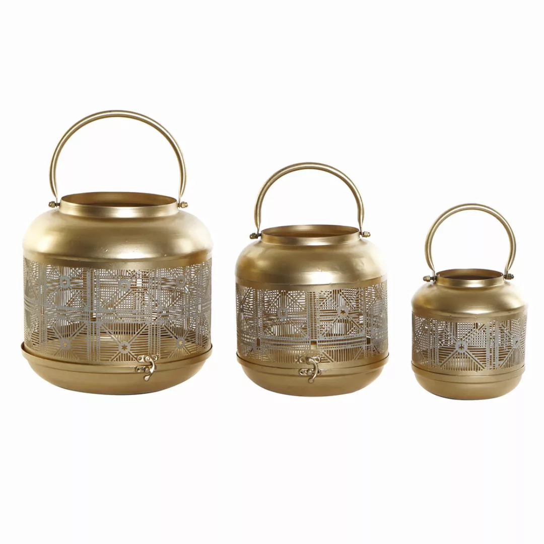 Kerzenschalensatz Dkd Home Decor (3 Pcs) Golden Metall (24 X 24 X 25 Cm) günstig online kaufen