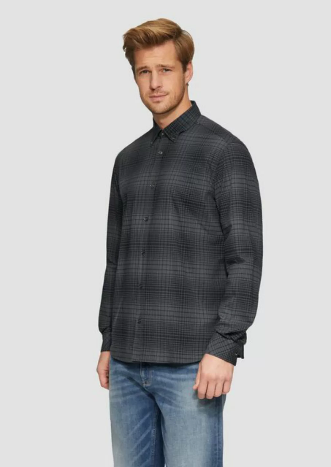 s.Oliver Langarmhemd Regular Fit: Kariertes Button-down-Hemd aus Baumwollst günstig online kaufen