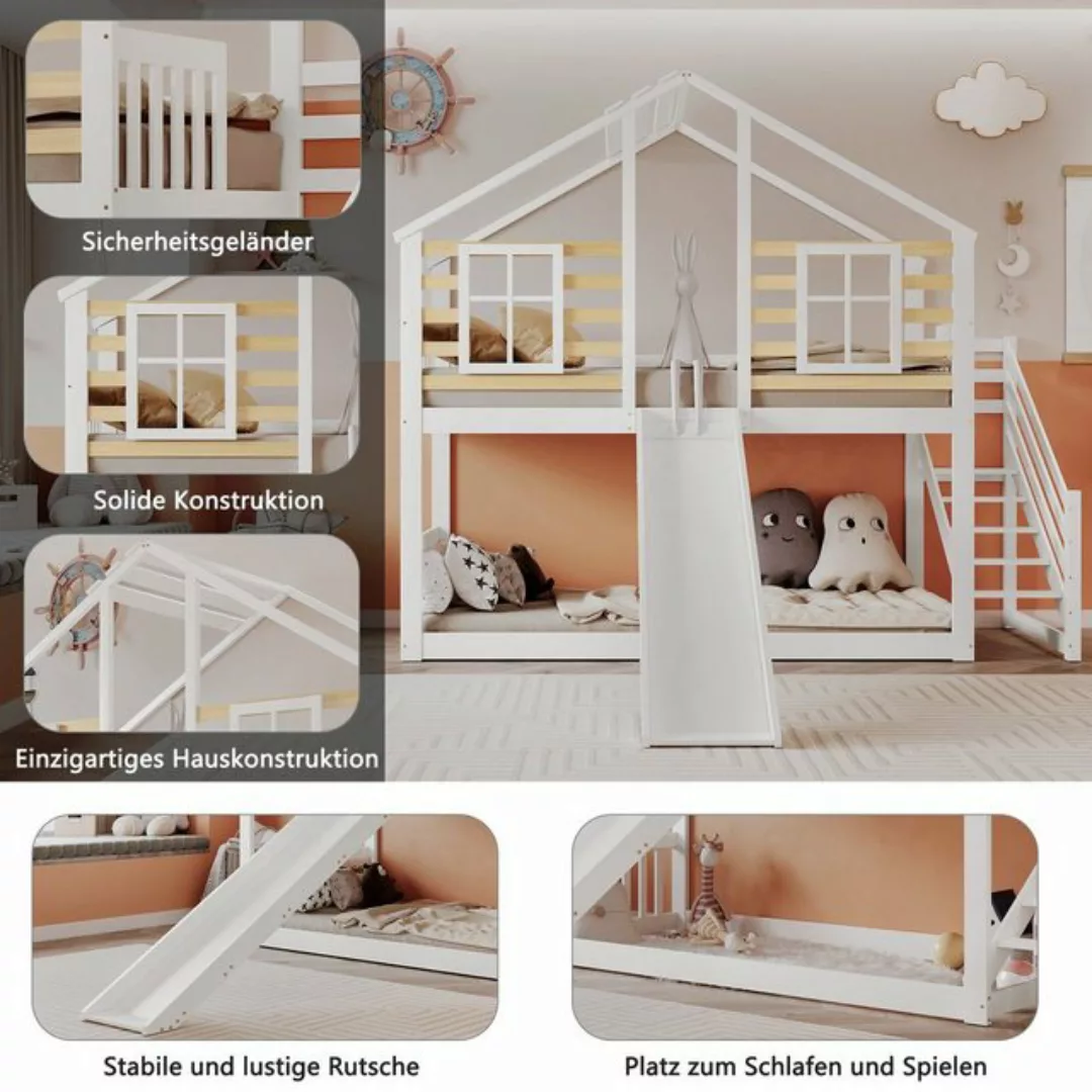 OKWISH Etagenbett Kinderbetten Holzbett Einzelbett Gästebett, Blockhaus Kin günstig online kaufen