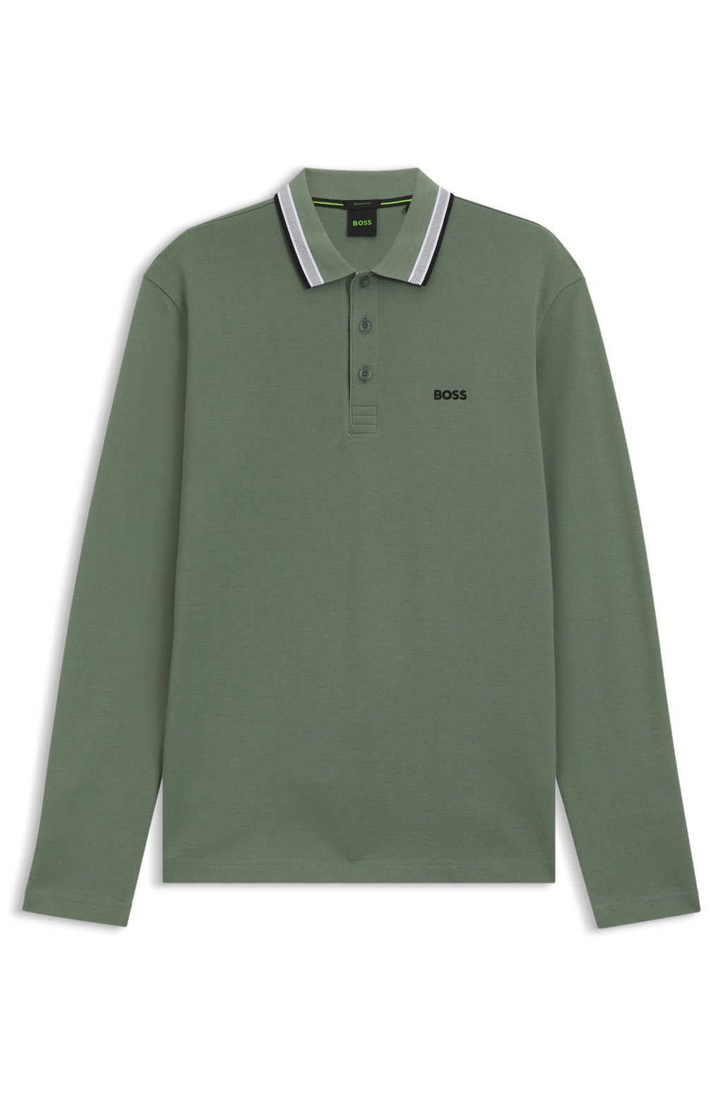 BOSS GREEN Langarm-Poloshirt "Plisy", mit Streifen am Kragen günstig online kaufen