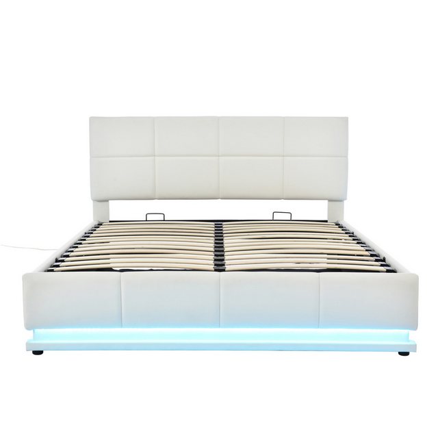 Celya Polsterbett 160 x 200 cm Bettgestell mit LED, Doppelbett mit höhevers günstig online kaufen