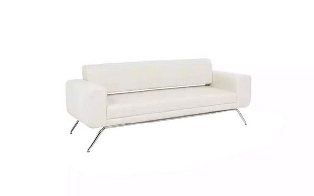 JVmoebel Sofa Weißer Dreisitzer Luxus Edelstahlfüße Textilmöbel Büro Couch günstig online kaufen