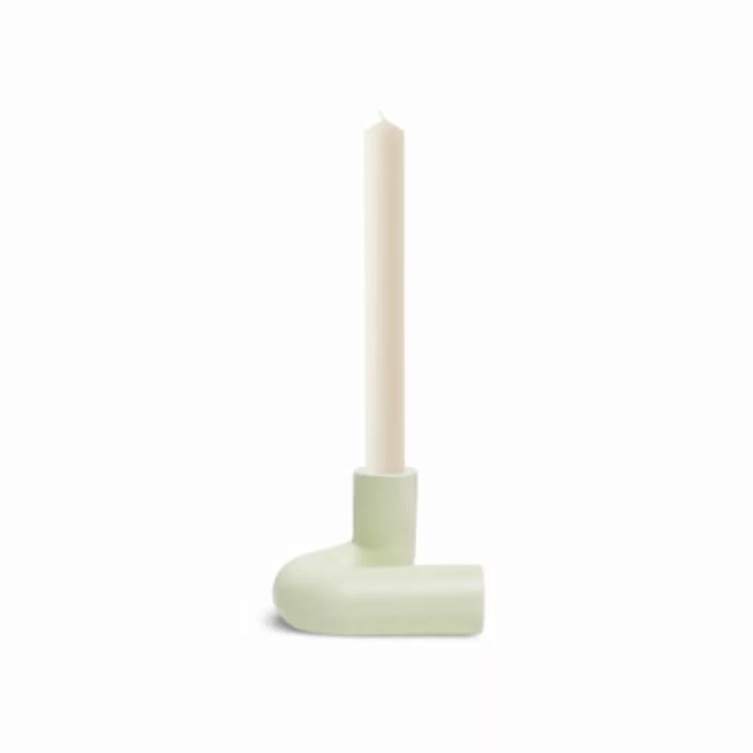 Kerzenleuchter Templo Lisse keramik grün / H 8 cm - Keramik / Handgefertigt günstig online kaufen