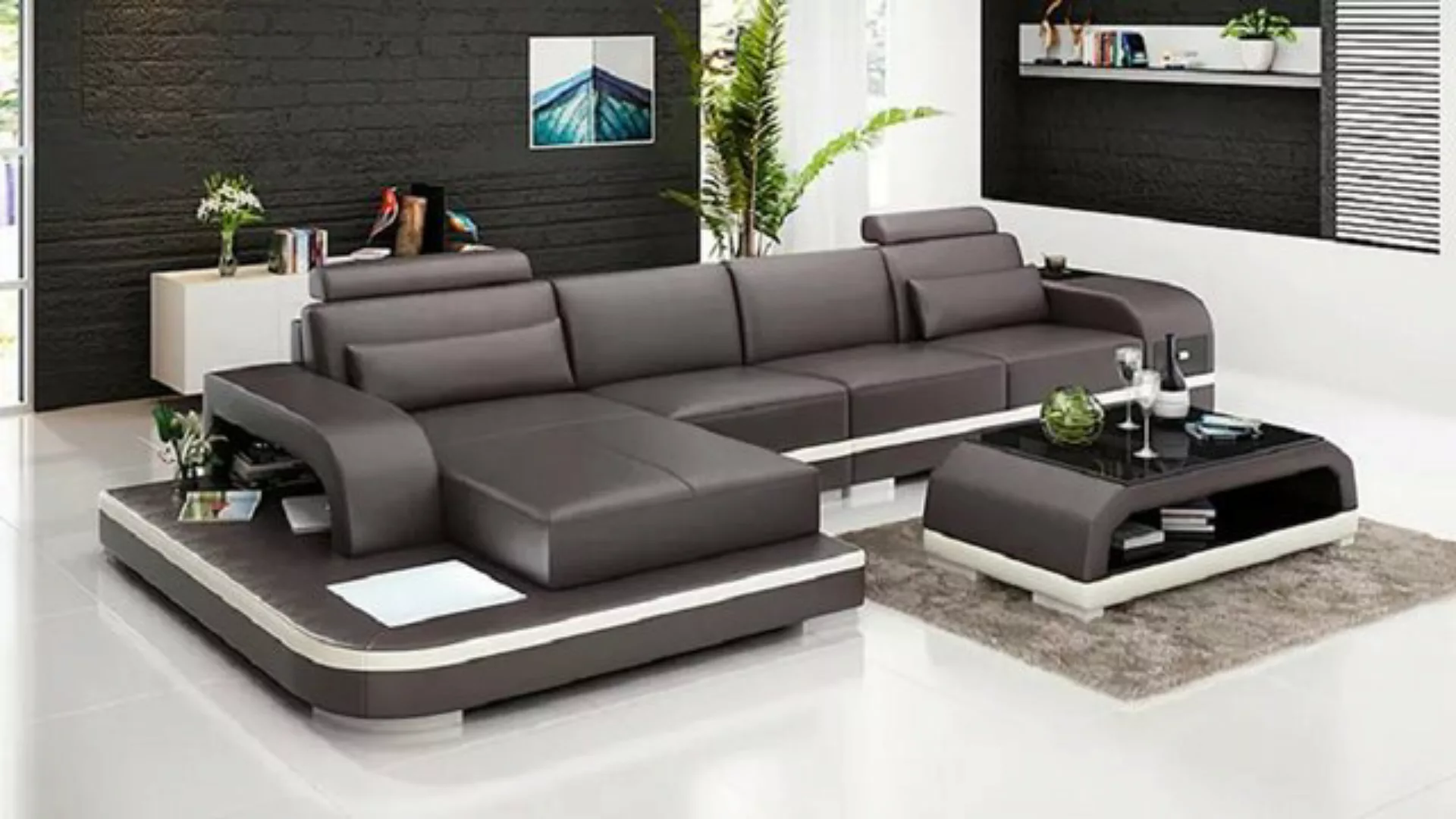 JVmoebel Ecksofa Design Wohnlandschaft Ecksofa Polster Eck Ledersofa Luxus günstig online kaufen