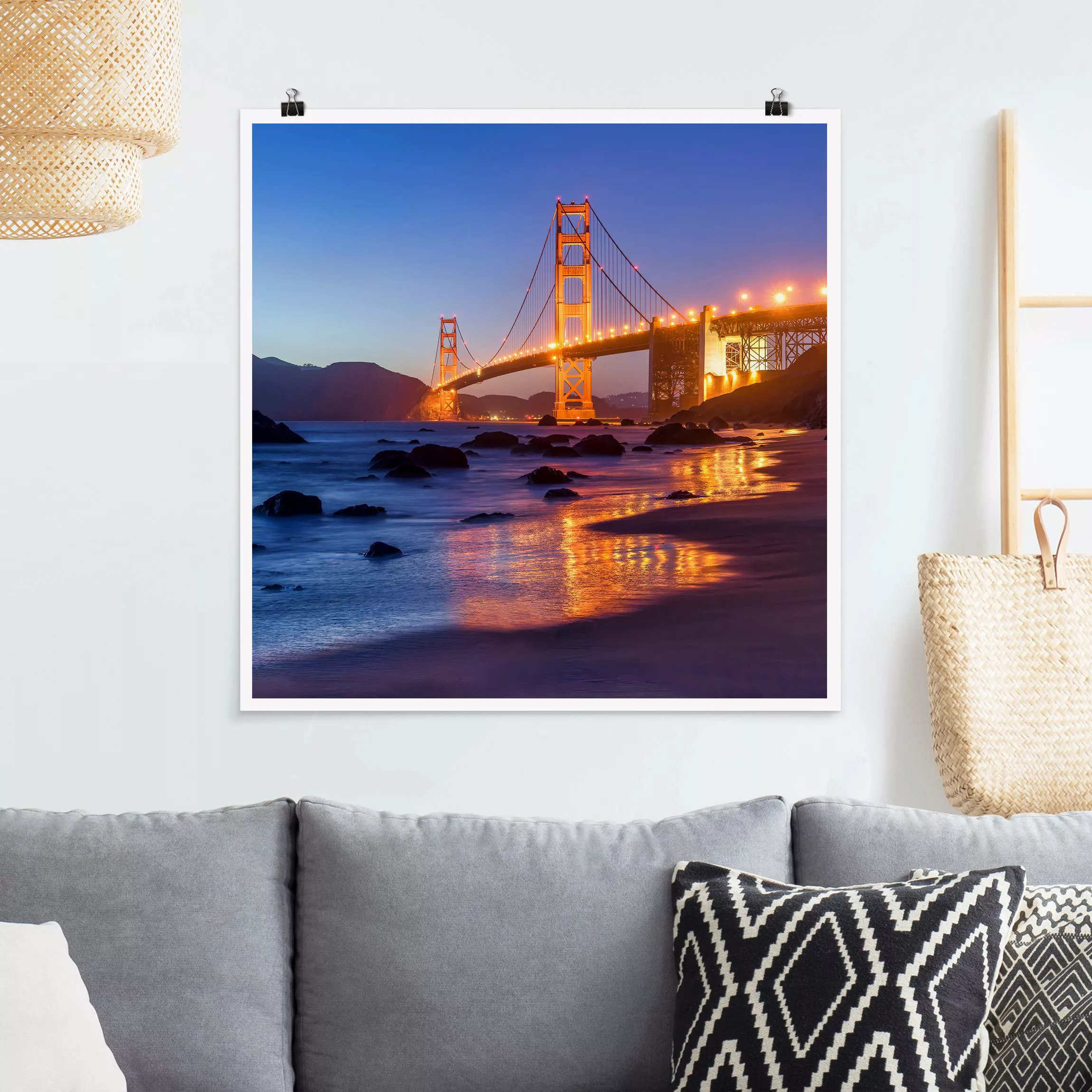 Poster Golden Gate Bridge am Abend günstig online kaufen