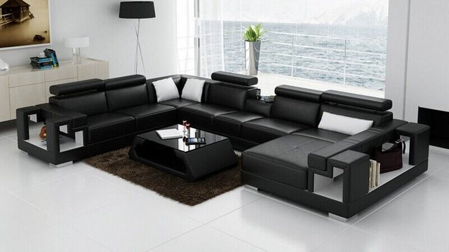 JVmoebel Ecksofa Ecksofa Garnitur Modern Sofa USB Ledersofa Sofa Couch Wohn günstig online kaufen