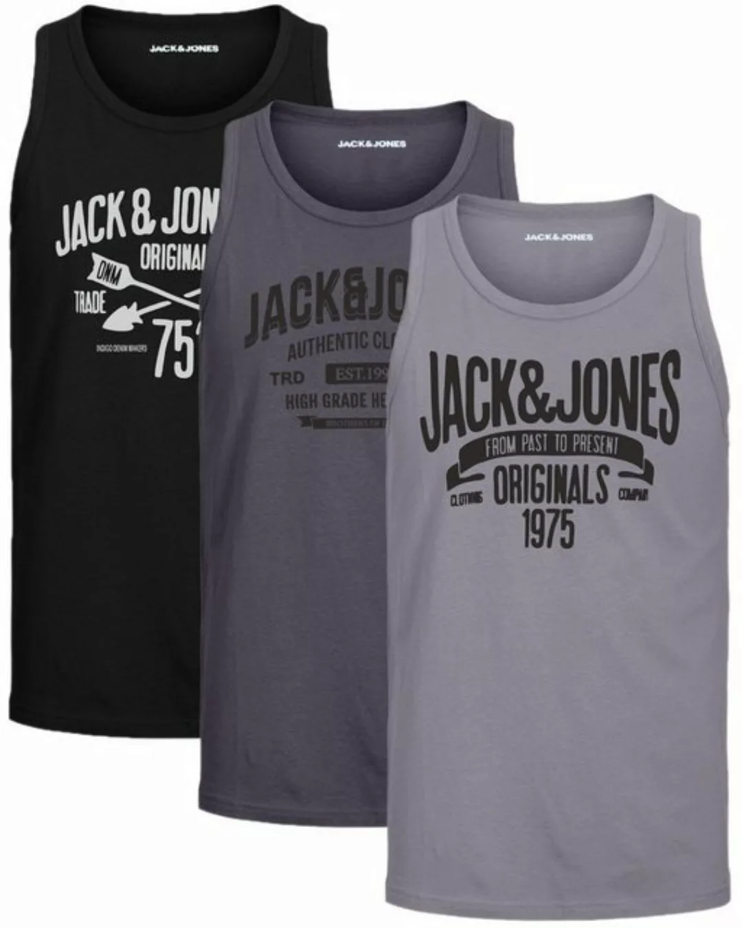 Jack & Jones Tanktop Bequemes Slimfit Shirt mit Printdruck (3er-Pack) unifa günstig online kaufen