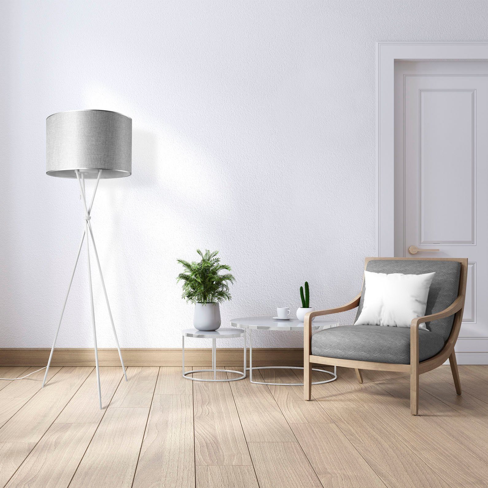 Paco Home Stehlampe KATE CANVAS UNI günstig online kaufen
