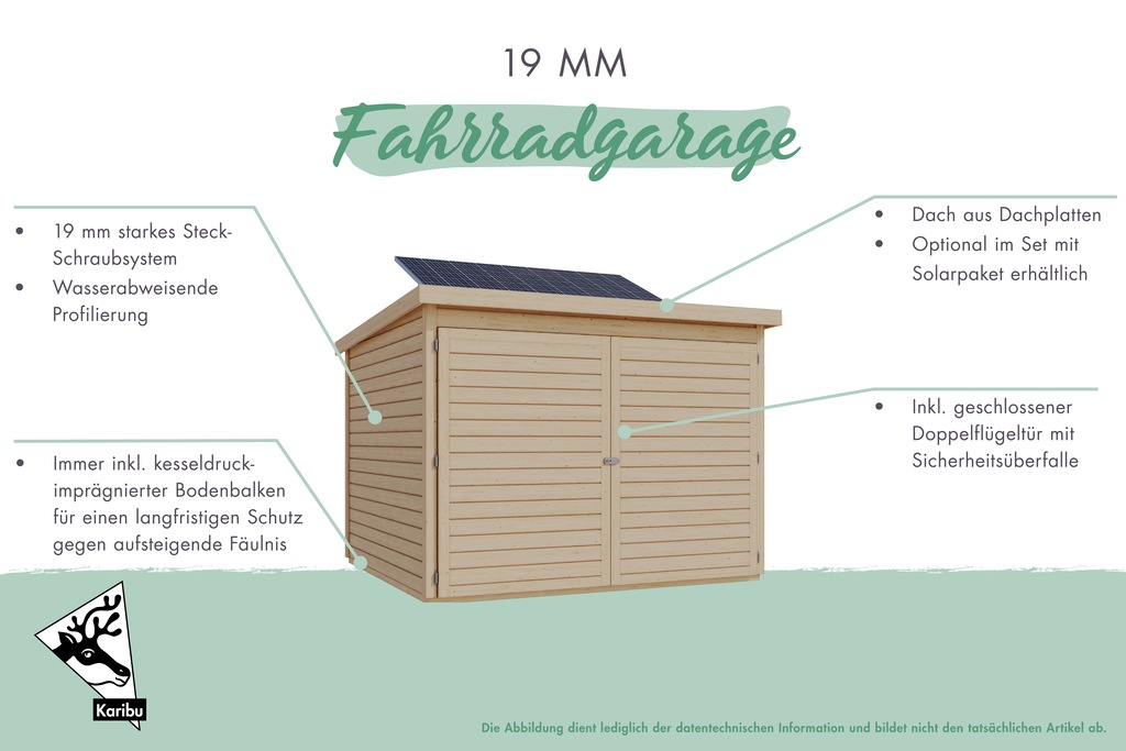 Karibu Fahrradbox "Fahrradgarage 3 Solar", in verschiedenen Farben, mit Sol günstig online kaufen