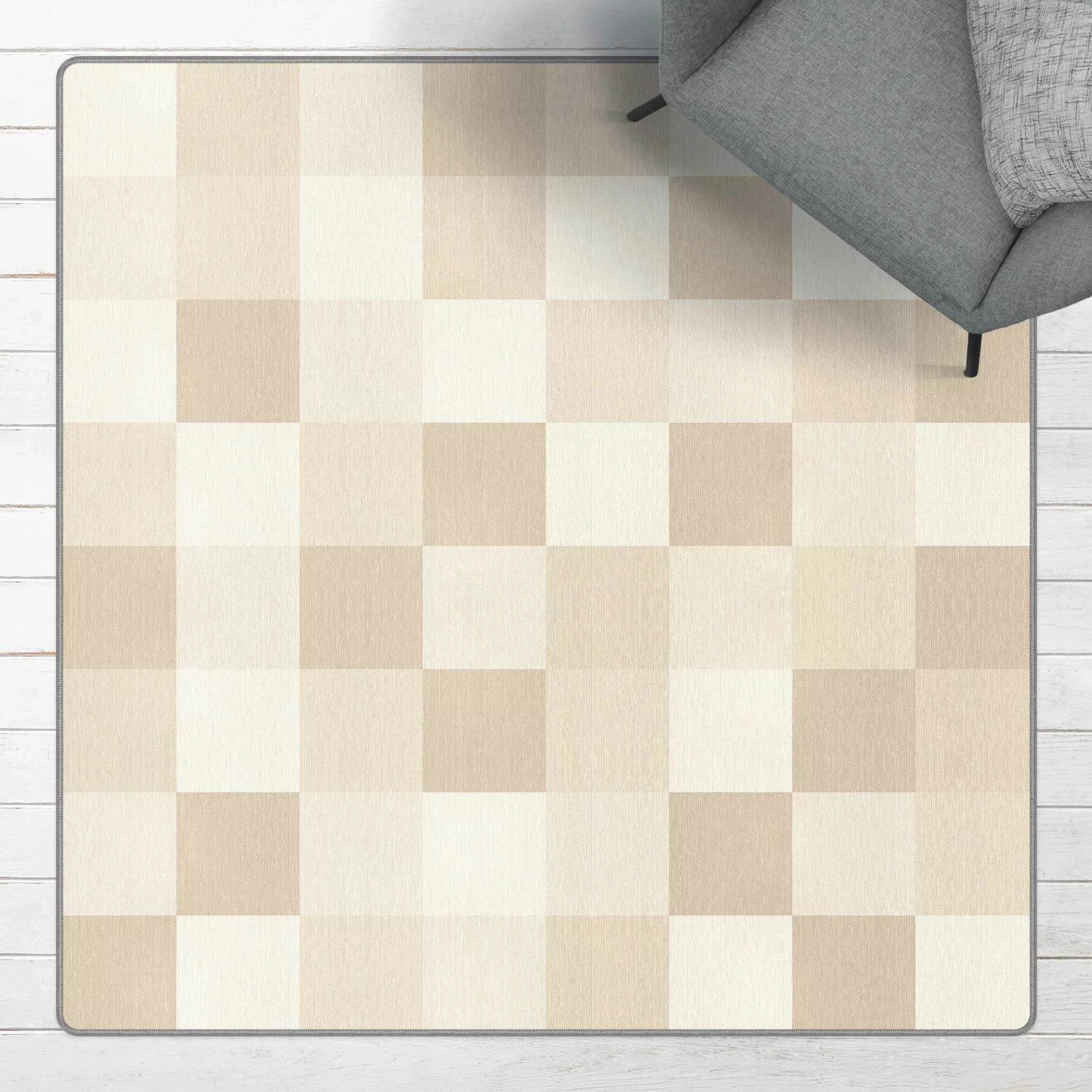 Teppich Geometrisches Muster Buntes Schachbrett Sand günstig online kaufen