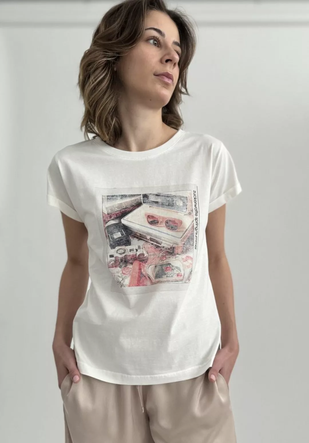 Zuckerwatte Print-Shirt aus 100% Baumwolle, modische Form günstig online kaufen