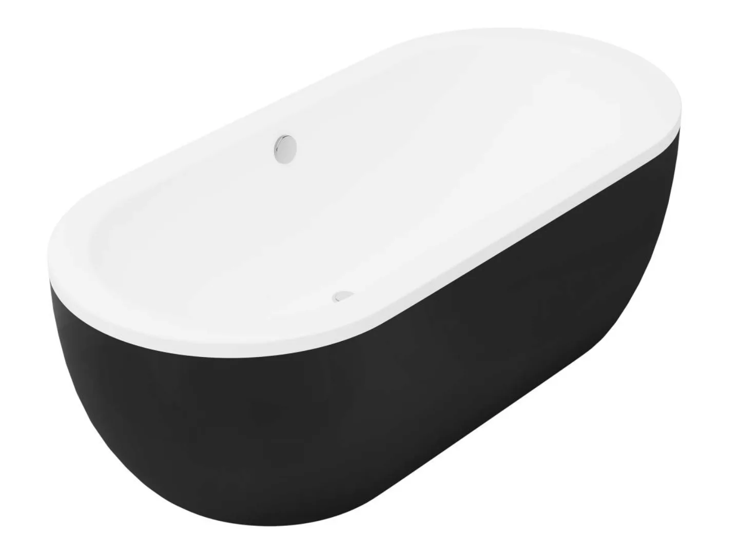 Freistehende Badewanne oval - 200 L - 170 x 80 x 58 cm - Acryl - Schwarz - günstig online kaufen