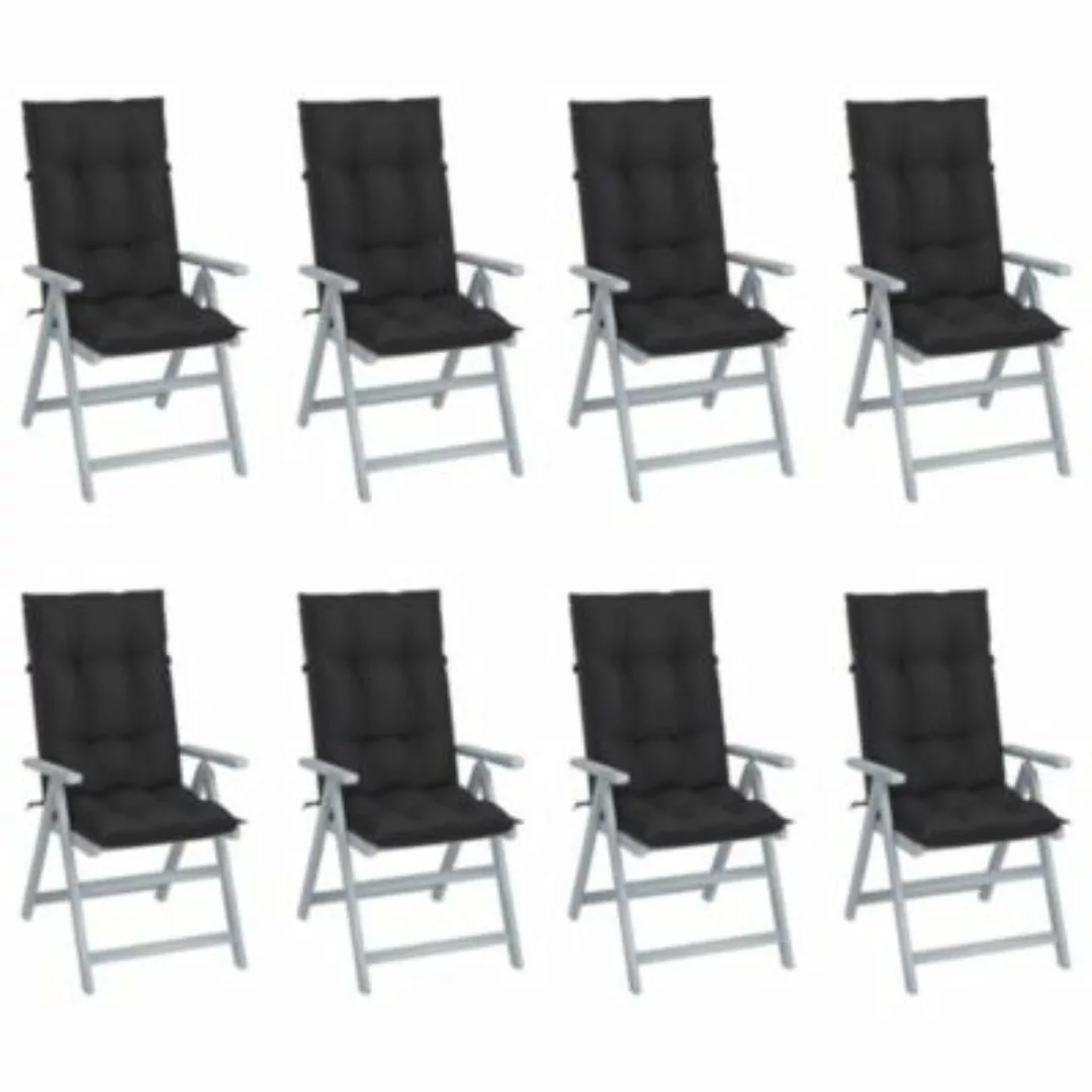 vidaXL Verstellbare Gartenstühle mit Auflagen 8 Stk. Grau Akazienholz Garte günstig online kaufen