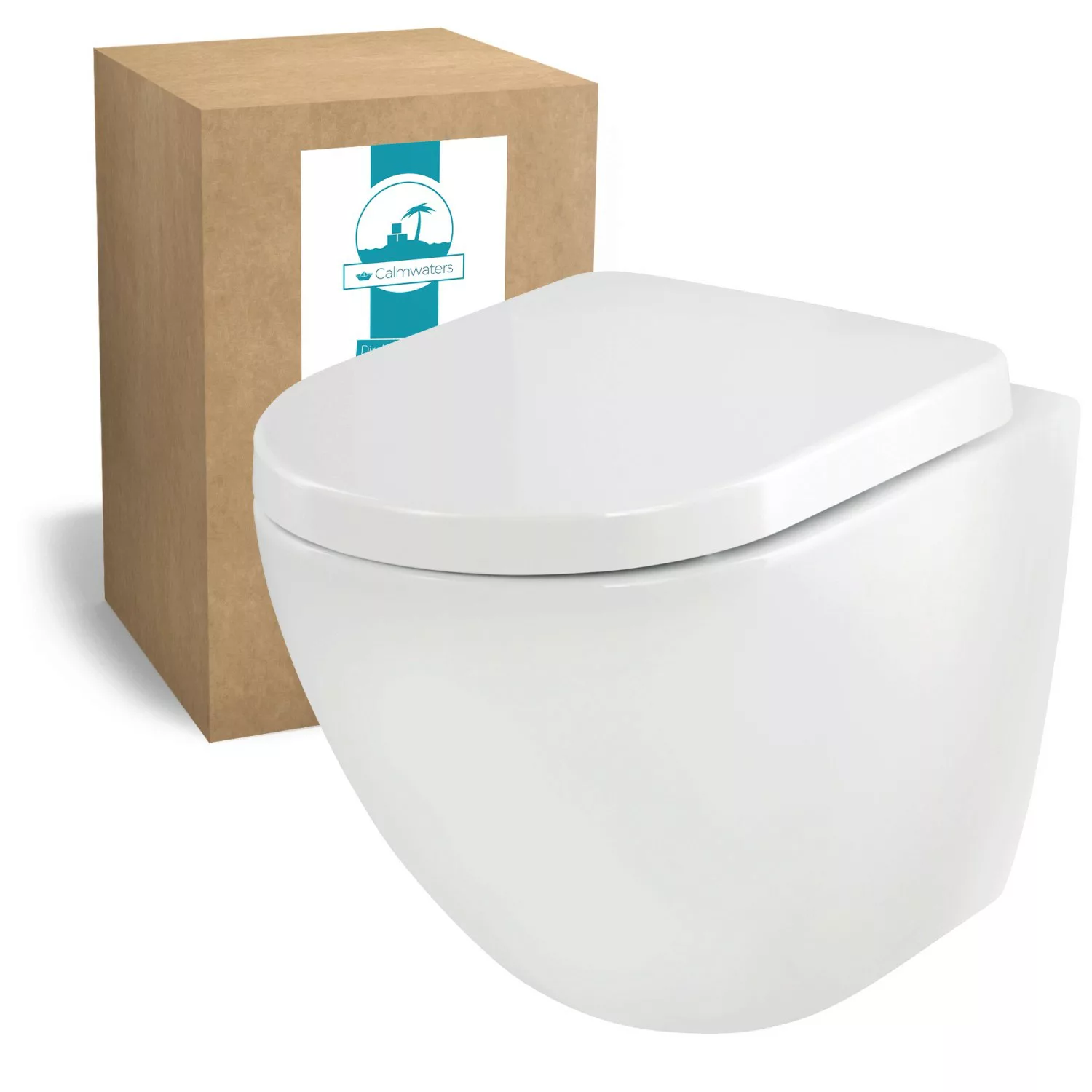 Calmwaters  Wand-WC Erhöht +5 cm Spülrandlos Set WC-Sitz 08AB6160 günstig online kaufen