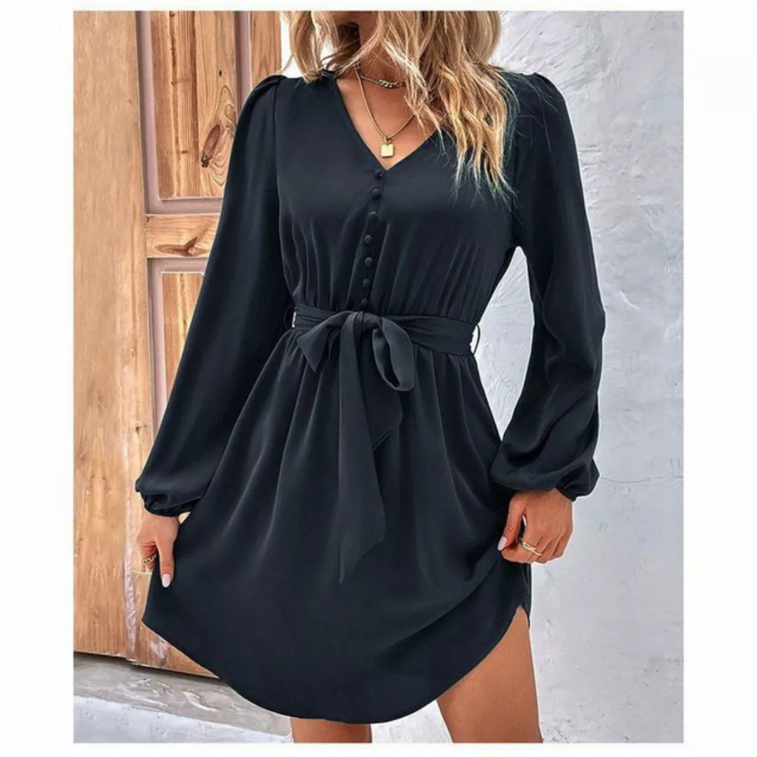 AFAZ New Trading UG Abendkleid Damen kleid V-Ausschnitt Taillenknöpfe A Lin günstig online kaufen