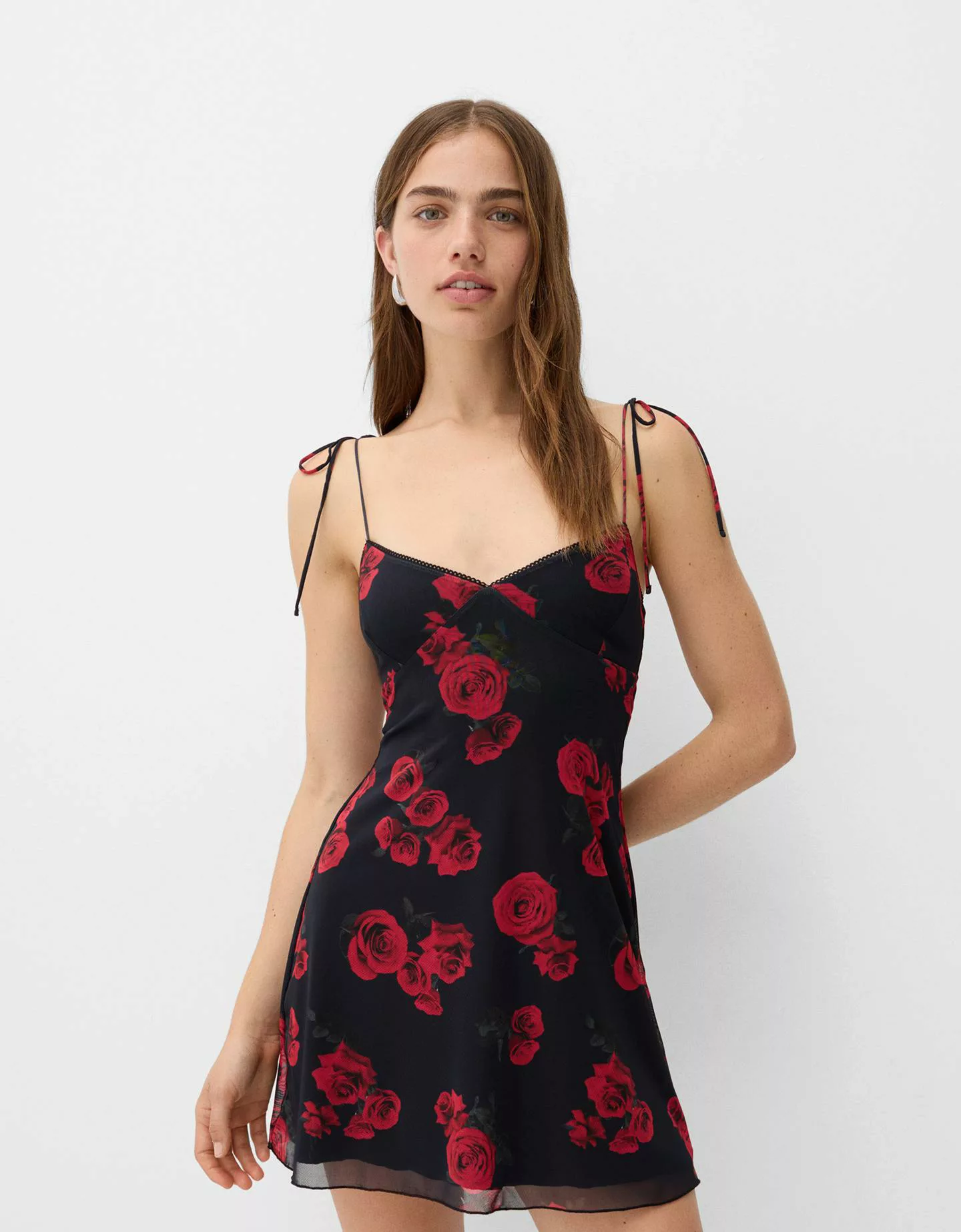 Bershka Minikleid Tüll Rosen Damen M Schwarz günstig online kaufen