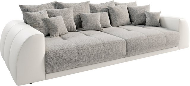 DELIFE Big-Sofa Violetta, Creme Hellgrau 310x135 inklusive 12 Kissen XXL So günstig online kaufen