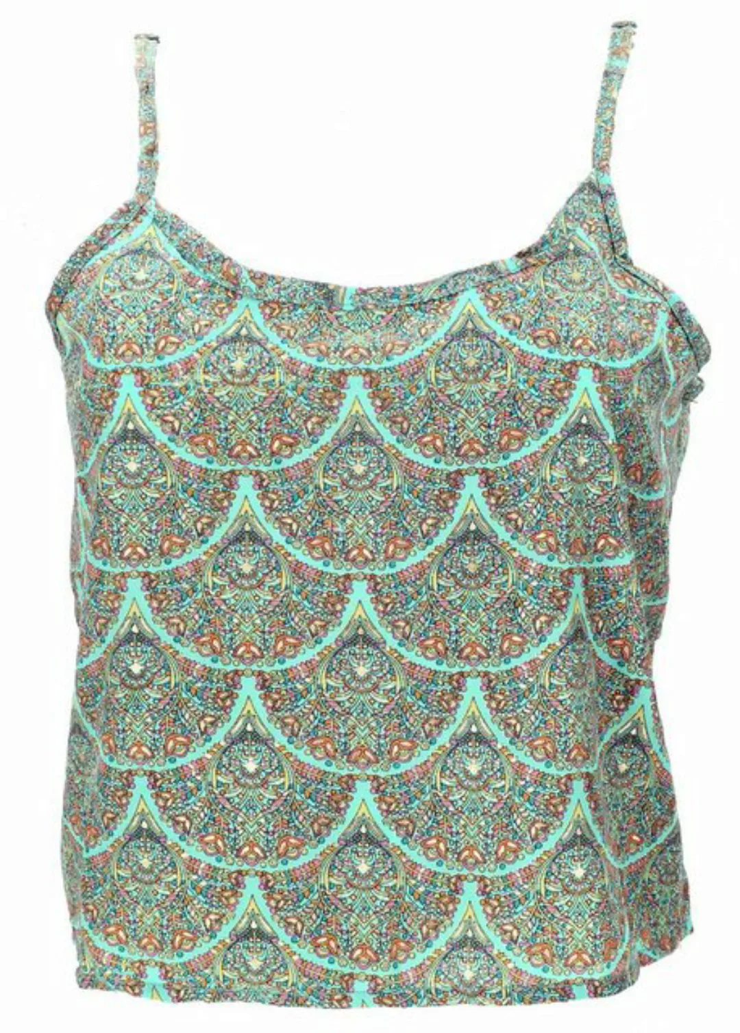 Guru-Shop T-Shirt Kurzes Boho Trägertop, luftiges Saree Top - grün Festival günstig online kaufen