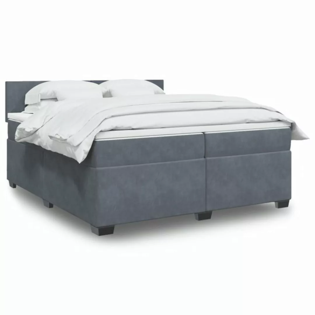 furnicato Bettgestell Boxspringbett mit Matratze Dunkelgrau 200x200 cm Samt günstig online kaufen