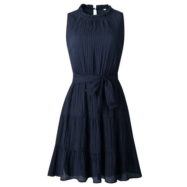 KIKI Midikleid Kleid mit rundem Ausschnitt und Trägertaille und Pilzsaum günstig online kaufen