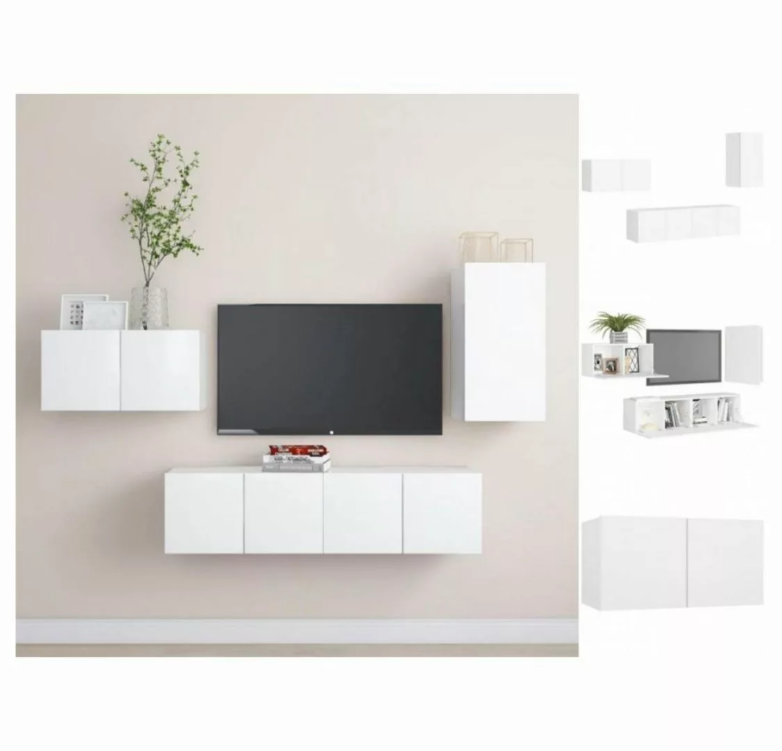 vidaXL TV-Schrank 4-tlg TV-Schrank-Set Weiß Spanplatte günstig online kaufen