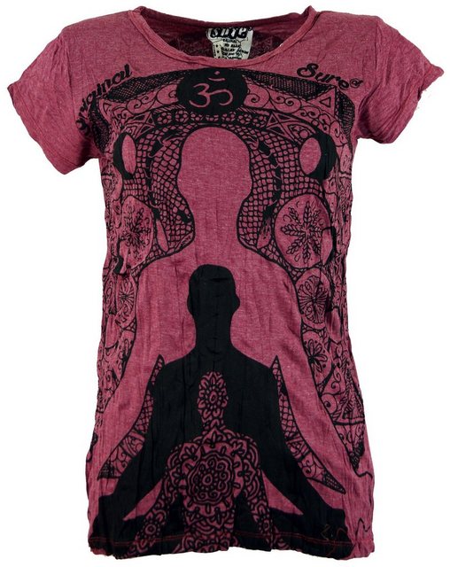 Guru-Shop T-Shirt Sure T-Shirt Meditation Buddha - bordeaux Festival, Goa S günstig online kaufen