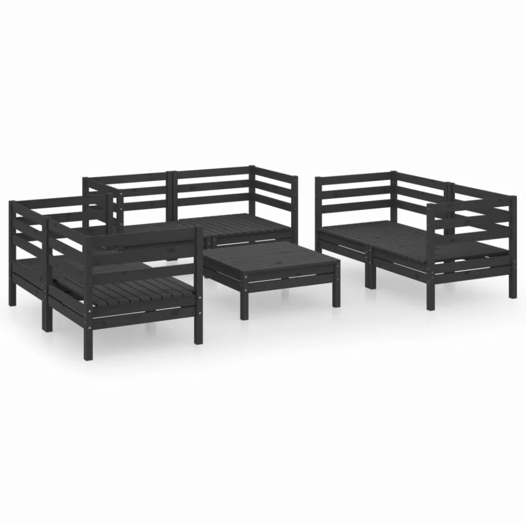 7-tlg. Garten-lounge-set Schwarz Massivholz Kiefer günstig online kaufen