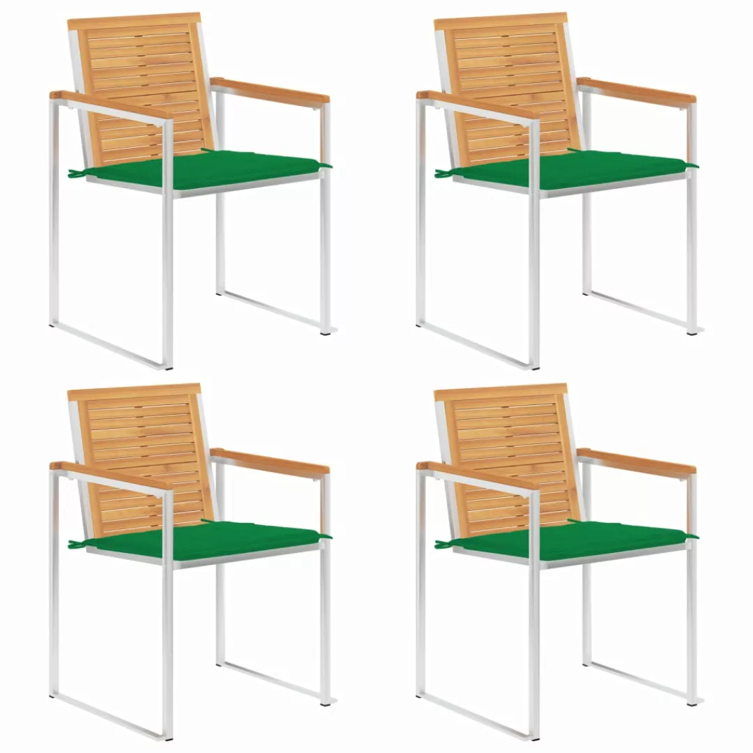 Gartenstühle 4 Stk. Mit Kissen Massivholz Teak günstig online kaufen